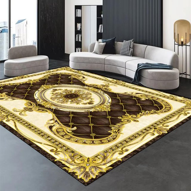 Karpetti Moderner Geometrischer Teppich in Gold, Abstraktes Design, Weich und Waschbar, B/T: 120 x 80 cm - Bild 1