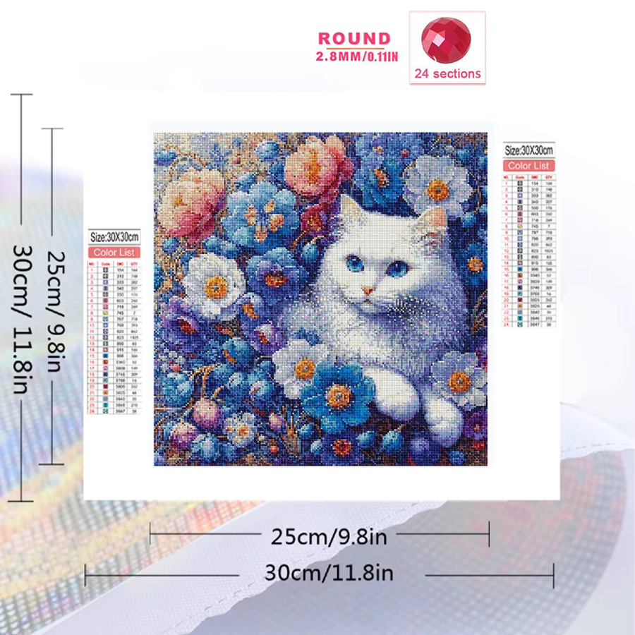 Evershine Diamant-Mosaik Wanddekoration Katze und Gänseblümchen mit Strass-Stickerei in Multicolour, B/H: 20 x 20 cm - Bild 2