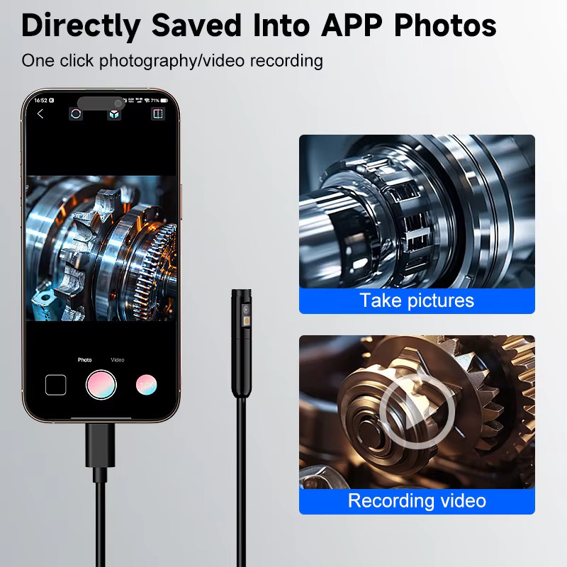 ZEMICAM 3-in-1 Endoskop mit Dual-1080P-Kamera für iPhone, Android und Type-C, IP67 wasserdichte Inspektionskamera in Schwarz - Bild 5