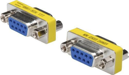 Digitus Serieller Adapter Mini Gender-Changer mit 1x D-SUB-Buchse 9pol. zu 1x D-SUB-Buchse 9pol. in Silber, Blau und Gelb - Bild 1