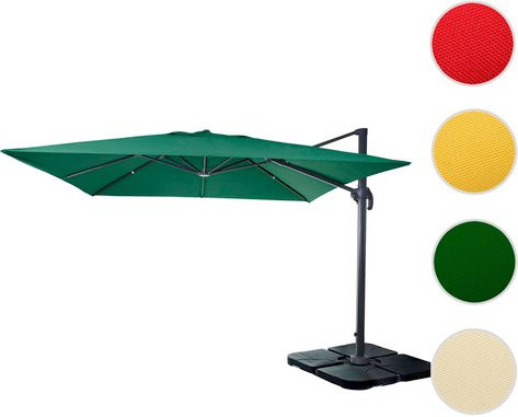 MVG Gastronomie-Ampelschirm MVG-A96 in Grün mit Schirmständer, 360 Grad drehbar, B: 360 cm, T: 300 cm, H: 251 cm - Bild 1
