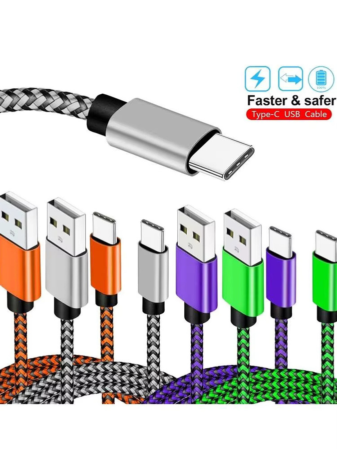 3M USB-A auf USB-C Kabel in Grün mit 3A Schnellladefunktion und Datenübertragung aus geflochtenem Nylon - Bild 5