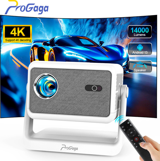 PROGAGA Tragbarer 4K UHD Projektor PG370Max in Weiß mit 700 ANSI Lumen, 1080P Auflösung und 10W HIFI-Lautsprecher für dein Heimkino - Bild 1