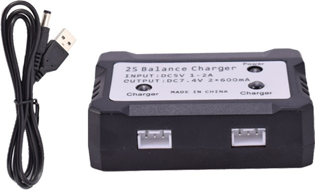 2in1 Li-Ion Akku und Balance Ladegerät für Syma X8C MJX X600 X101 RC Spielzeuge, 7,4 V 2S, 600 mA, Schwarz - Bild 1