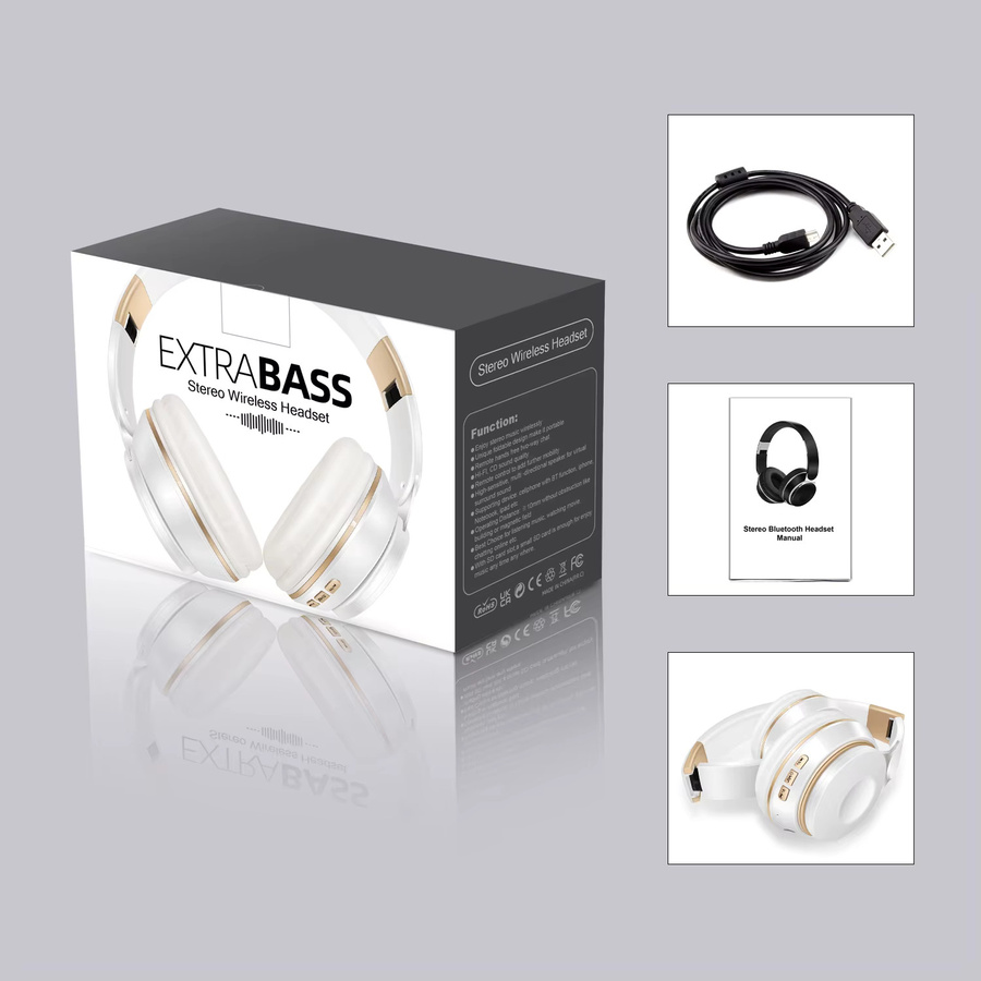 CATASSU Bluetooth Stereo-Kopfhörer mit Mikrofon und SD-Kartenslot in Rot-Gold - Bild 5