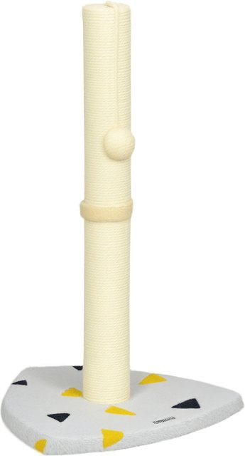 PawHut Kratzmatte für Katzen mit Plüschdesign, Juteseil und integriertem Spielball, Hellgrau und Beige, B/T/H: 35 x 35 x 62 cm - Bild 1