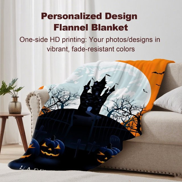 Personalisierter Flanellüberwurf mit Halloween-Designs von SRH in Multicolour für Erwachsene - Bild 1