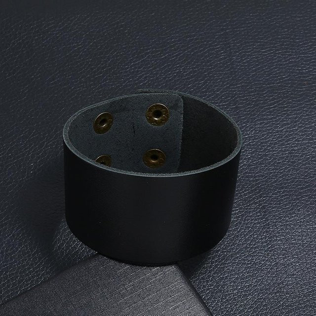 Armband Armreif, Rindsleder, Schwarz, Vintage, Unisex - Bild 1