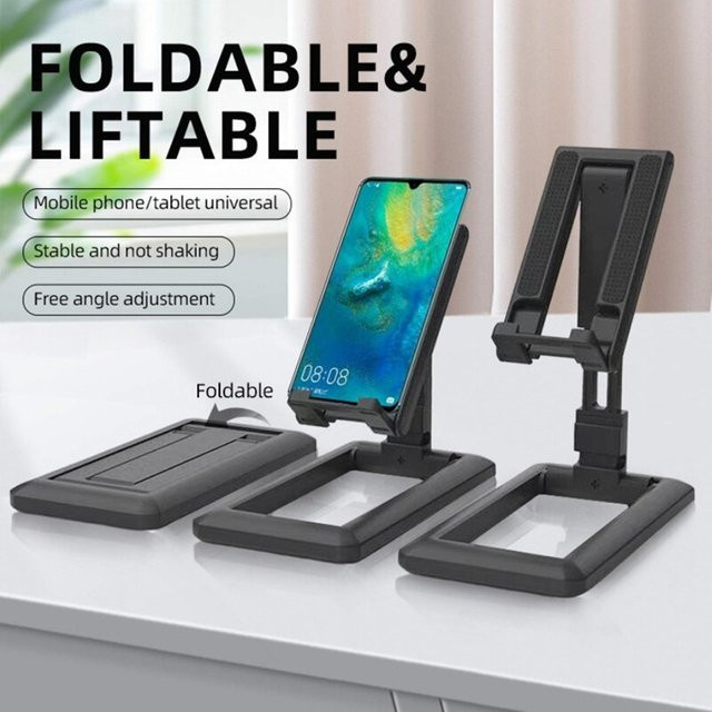 Universal faltbare Telefonhalterung und Tablet Ständer für iPad, iPhone, Samsung, Huawei und Xiaomi in Schwarz oder Pink - Bild 1
