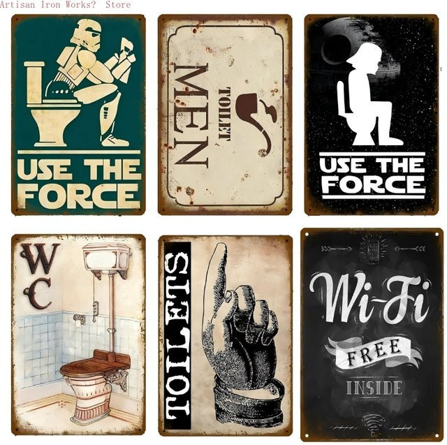 6er Set Vintage Metall Wanddekoration Potdemiel Kunstposter aus Eisen für dein Zuhause, Café oder Club - Bild 1