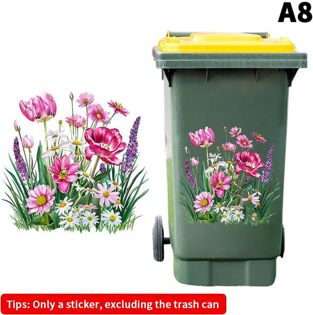 Selbstklebender Sonnenblumen Mülleimer Aufkleber aus wasserfestem PVC in Mehrfarbig für Badezimmer und Heimdeko - Bild 1