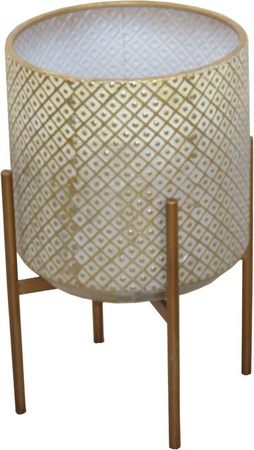 Blumenständer Asti von Möbel direkt online in Gold und Creme mit antikem Design und Rundprägung aus Metall