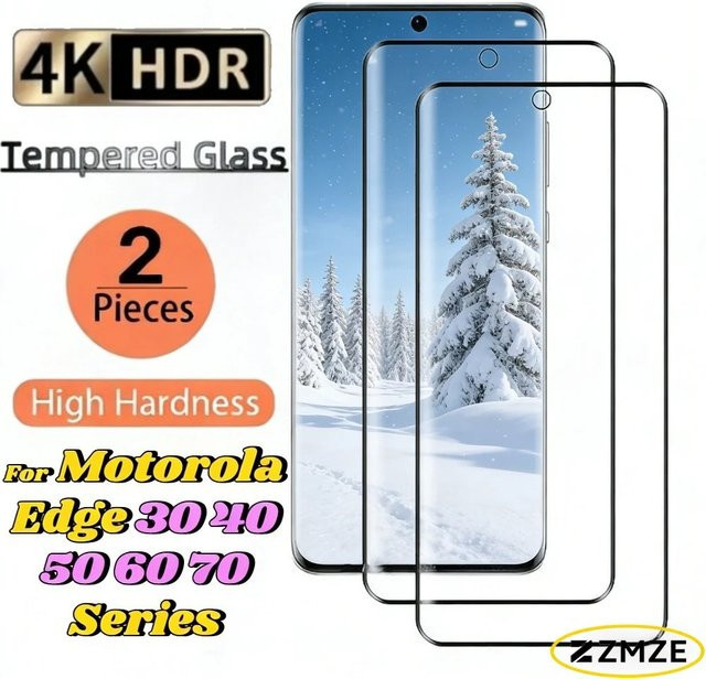 2 Stück ZMZE Displayschutzfolien aus gehärtetem Glas für Motorola Edge 60S 50 30 Ultra 40 Neo 70 Fusion und 60 50 40 Pro 60 50 30 Fusion, transparent - Bild 1