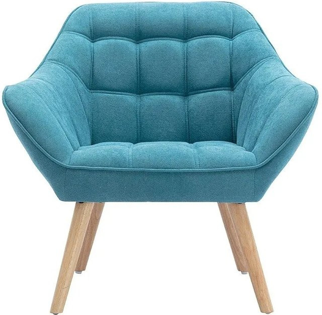 Vente-unique Sessel Caserta mit gerader Rückenlehne in Türkisblau aus Stoff, Höhe: 82 cm - Bild 1