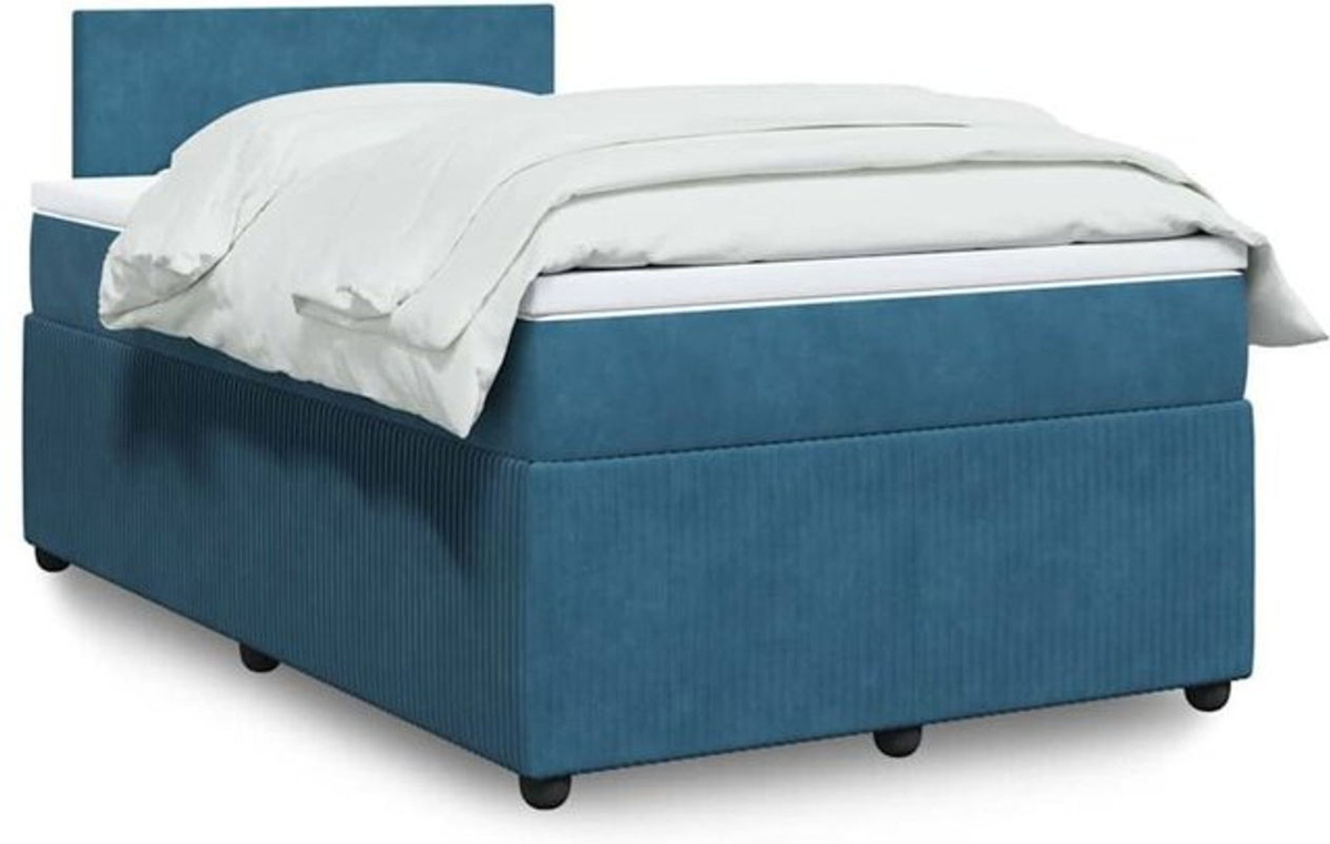 vidaxl Boxspringbett mit Matratze aus Samt in Blau, Modernes Design, B/T/H: 190 x 120 x 100,5 cm - Bild 1