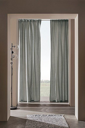 ELORA Vorhang 2er-Pack aus Baumwolle, halbtransparent, Blau und Grau, Höhe: 145 cm - Bild 1