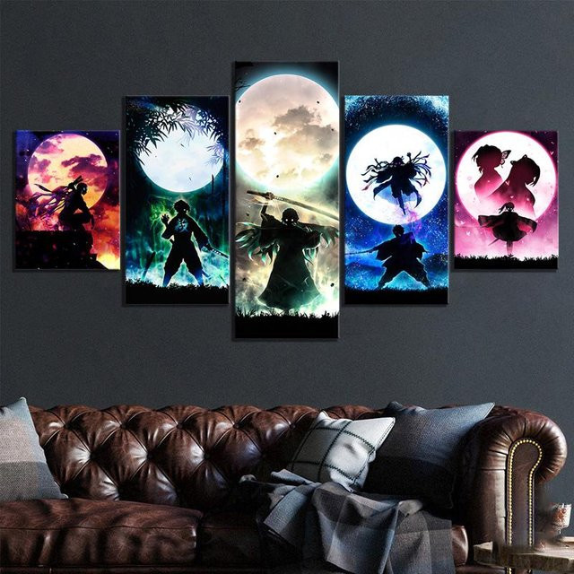 5er Set Anime Poster Rengoku Kyoujurou Kimetsu No Yaiba Demon Slayer Leinwand Wandkunst Multicolor, B: 30 cm, H: 40 cm (2 Stück), B: 30 cm, H: 60 cm (2 Stück), B: 30 cm, H: 80 cm (1 Stück) - Bild 1