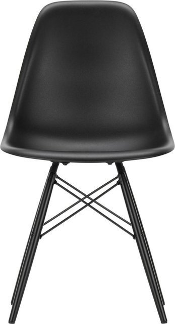 Vitra DSW Eames Plastic Side Chair in Schwarz mit Holzgestell und mattem Kunststoff - Bild 1