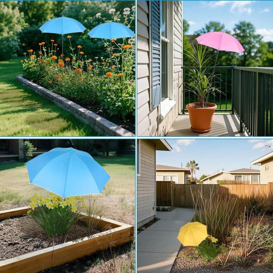 Yousheng Pflanzenschirm für Gartenbeete und Topfpflanzen, höhenverstellbarer Sonnenschutz in Grün, Durchmesser: 50 cm - Bild 3