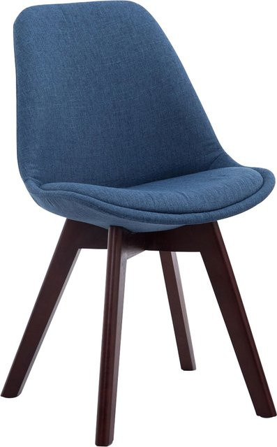 TPFLiving Besucherstuhl Bornova Two mit Stoffbezug und Walnuss-Holzgestell in Blau, B/T/H: 55 x 55 x 84 cm - Bild 1