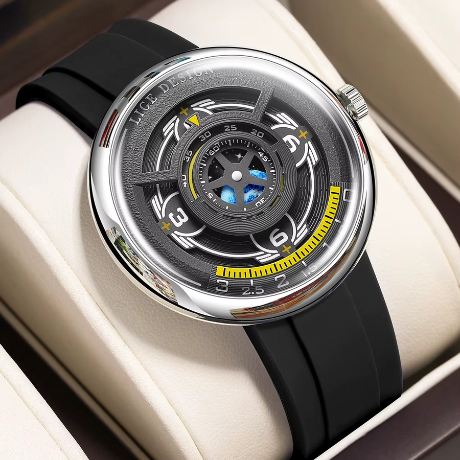 LIGE Armbanduhr Quarz, Silikon, Schwarz, Herren - Bild 6