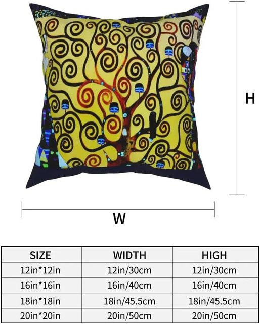 Wurfkissenbezug Gustav Klimt Der Lebensbaum aus Polyester, Schwarz/Mehrfarbig, B/H: 40 x 40 cm - Bild 1