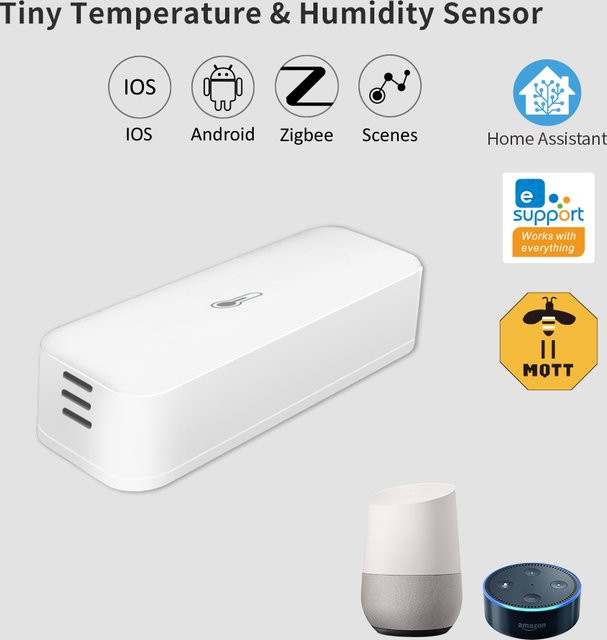 Lincukoo Zigbee Tiny Temperatur- und Feuchtigkeitssensor in Weiß für Smart Home mit EWelink App Fernüberwachung und Unterstützung für Alexa und Google Assistant - Bild 1