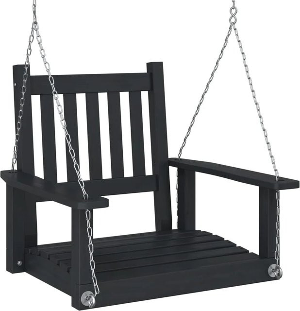 vidaXL Garten-Hängesessel aus schwarzem Massivholz mit Metallketten und Armlehnen - Bild 1