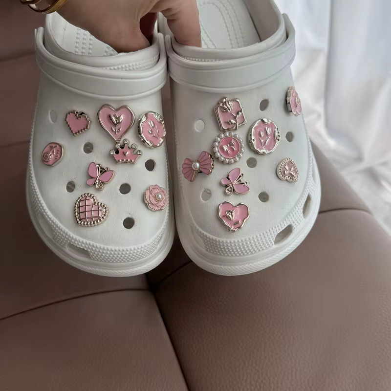 Schuh Charms Set, Rosa, Blume, Diamant, Perle, Strass, Mädchen - Bild 3