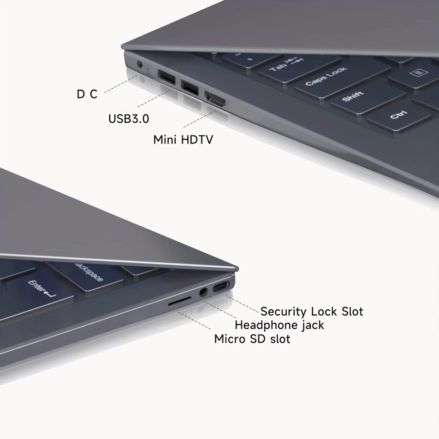SUXI Laptop mit Intel Celeron Prozessor, 256 GB Speicher, Grau - Bild 4