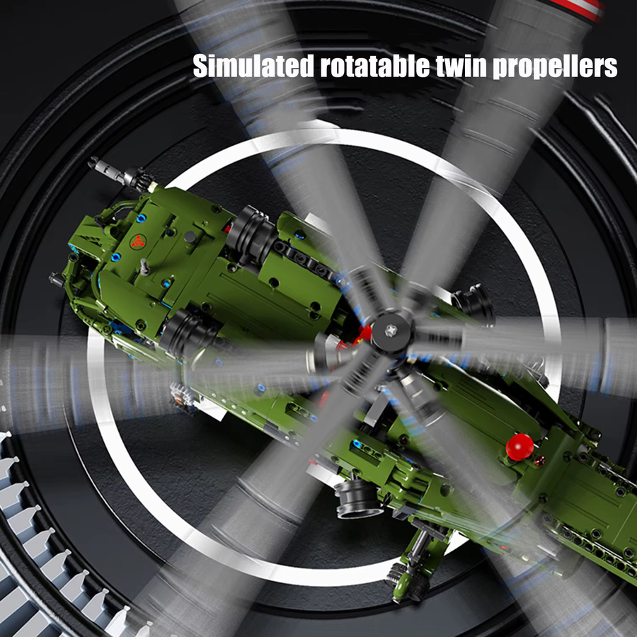 TYCOLE Hubschrauber Bausteine Set mit 1800 Teilen, Grünes Fahrzeug Modell aus Kunststoff als Kreatives Montage Puzzle und Desktop Dekoration - Bild 2