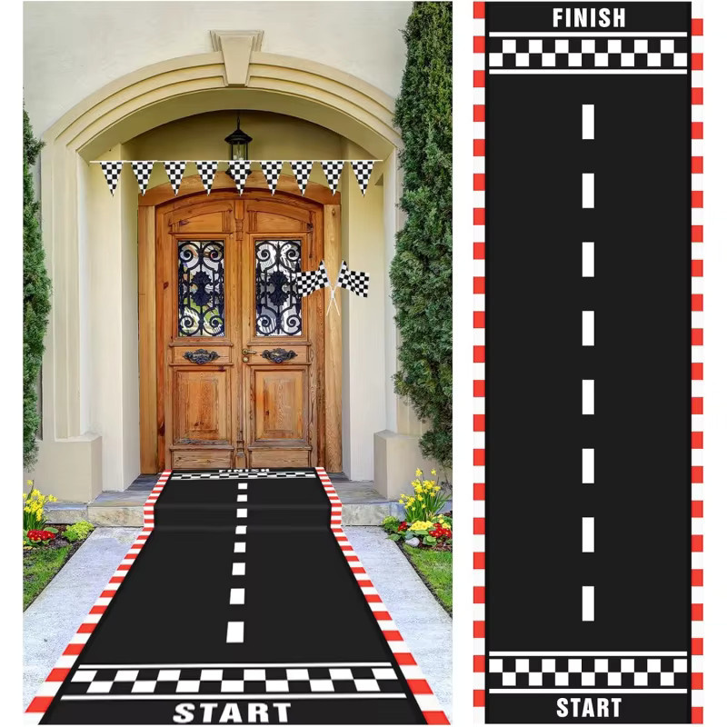 VIKAMA Rennstrecken-Fotokabinenmatte, rutschfeste Rennstraßenmatte für Auto-Themenhochzeiten und Heimdekoration, B/T: 300 x 60 cm - Bild 2