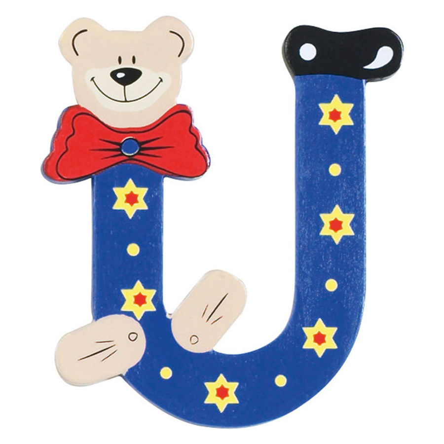 Playshoes Holzbuchstabe U mit Bär Motiv in Blau und Multicolour - Bild 1