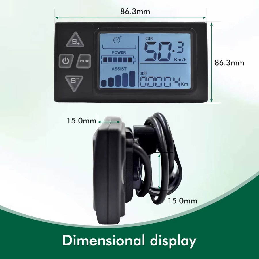 Mcezdy UART2 S861 Elektrisches Fahrrad LCD Display Tachometer in Schwarz mit wasserdichter Verbindung für E-Bikes - Bild 5