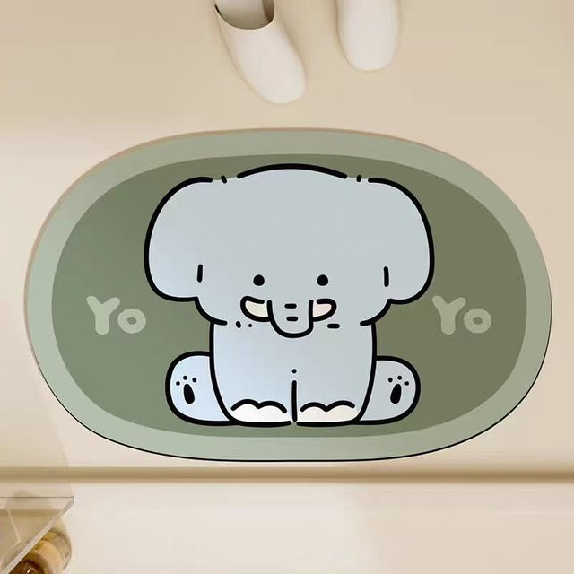 Schnelltrocknende Diatomeenerde-Bodenmatte für Badezimmer und Schlafzimmer, rutschfest und schmutzabweisend, Farbe: Grün, B/T: 60 x 40 cm - Bild 1