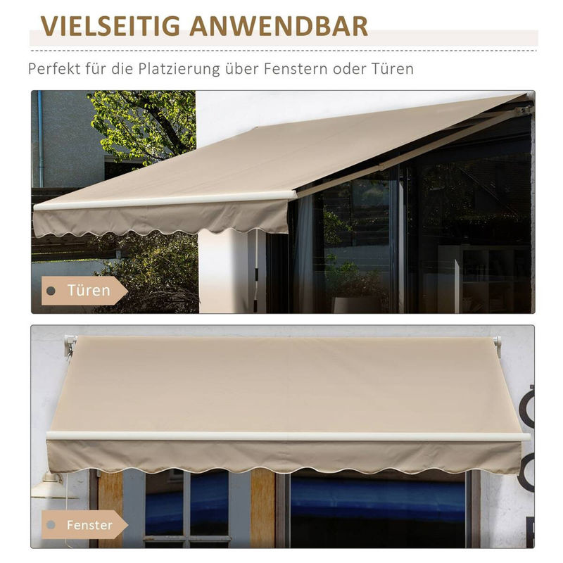 Outsunny Fenstermarkise mit Handkurbel in Weiß, Wandmontage, B/T/H: 395 x 350 x 245 cm - Bild 3