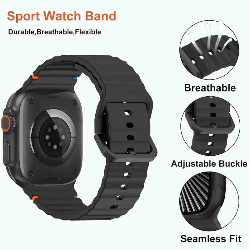 RWBANDS Uhrenarmband Silikon, Schwarz, Unisex - Bild 2