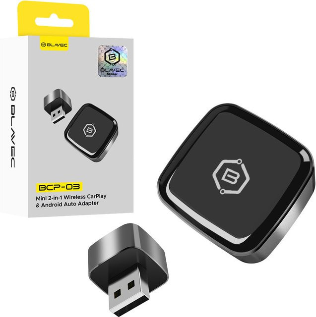 Blavec BCP-03 Wireless CarPlay und Android Auto Adapter in Schwarz mit Wi-Fi und Bluetooth via USB-A oder USB-C - Bild 1