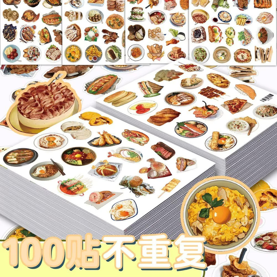 100 Stück realistische Lebensmittel-Aufkleber in Multicolour für Kühlschrank, Lunchbox und Notizbuch von RecordingYourLife Store - Bild 4