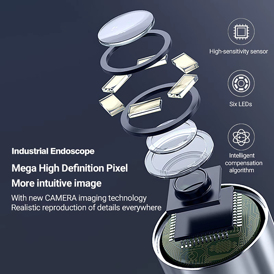 AOERWEI Zwei-Wege-Endoskopkamera USB-C, flexibles Schlangenendoskop zur Inspektion in Schwarz, kompatibel mit iPhone und Android - Bild 3