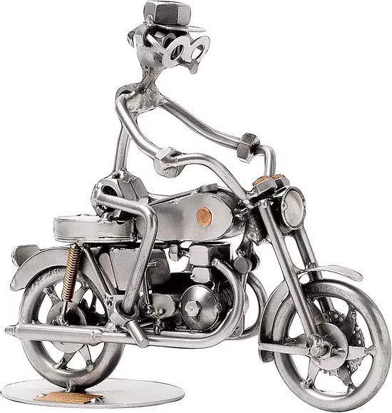 Schraubenmännchen Motorradfahrer von Hinz & Kunst aus Metall in Silber - Bild 1