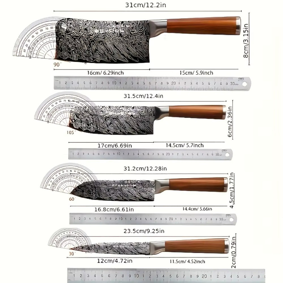 PLYS 4-teiliges Küchenmesser-Set aus Edelstahl in Silber mit Fleischschneider, Schneidemesser und Obstmesser - Bild 4