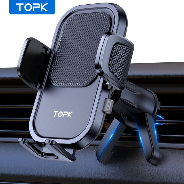 TOPK Autotelefonhalterung mit Metallhaken-Design in Schwarz, verstellbare Freisprechhalterung für alle Mobiltelefone - Bild 1
