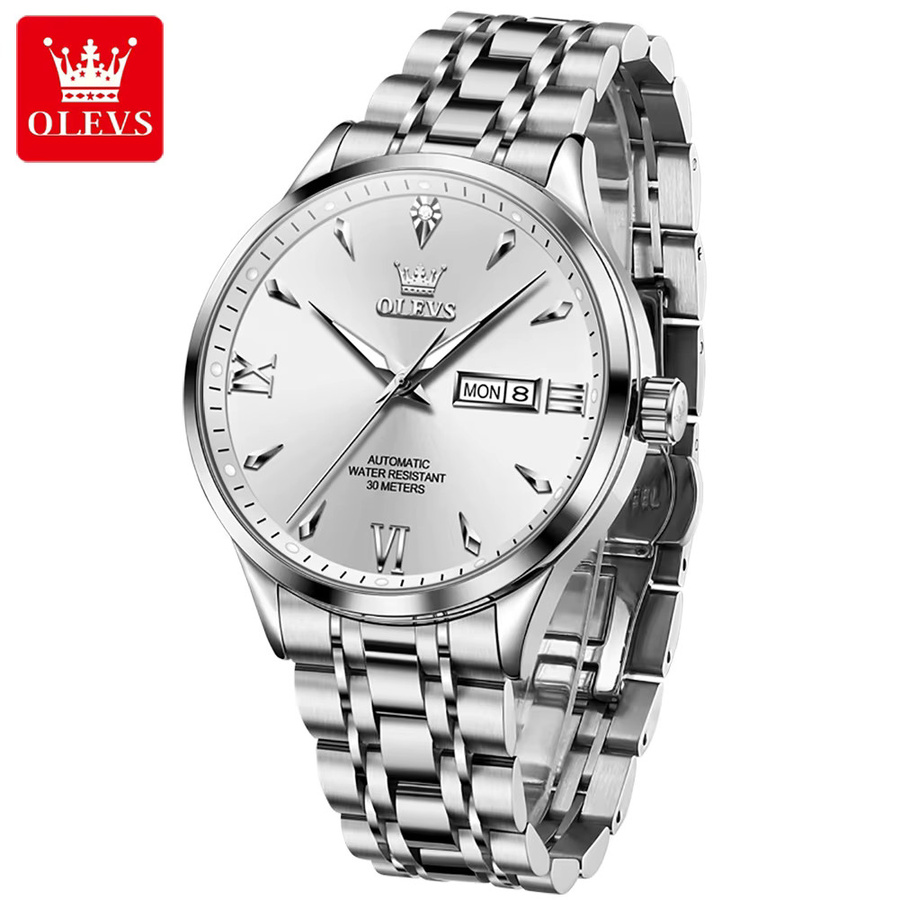 OLEVS Armbanduhr Automatik, Edelstahl, Diamant, Herren - Bild 2