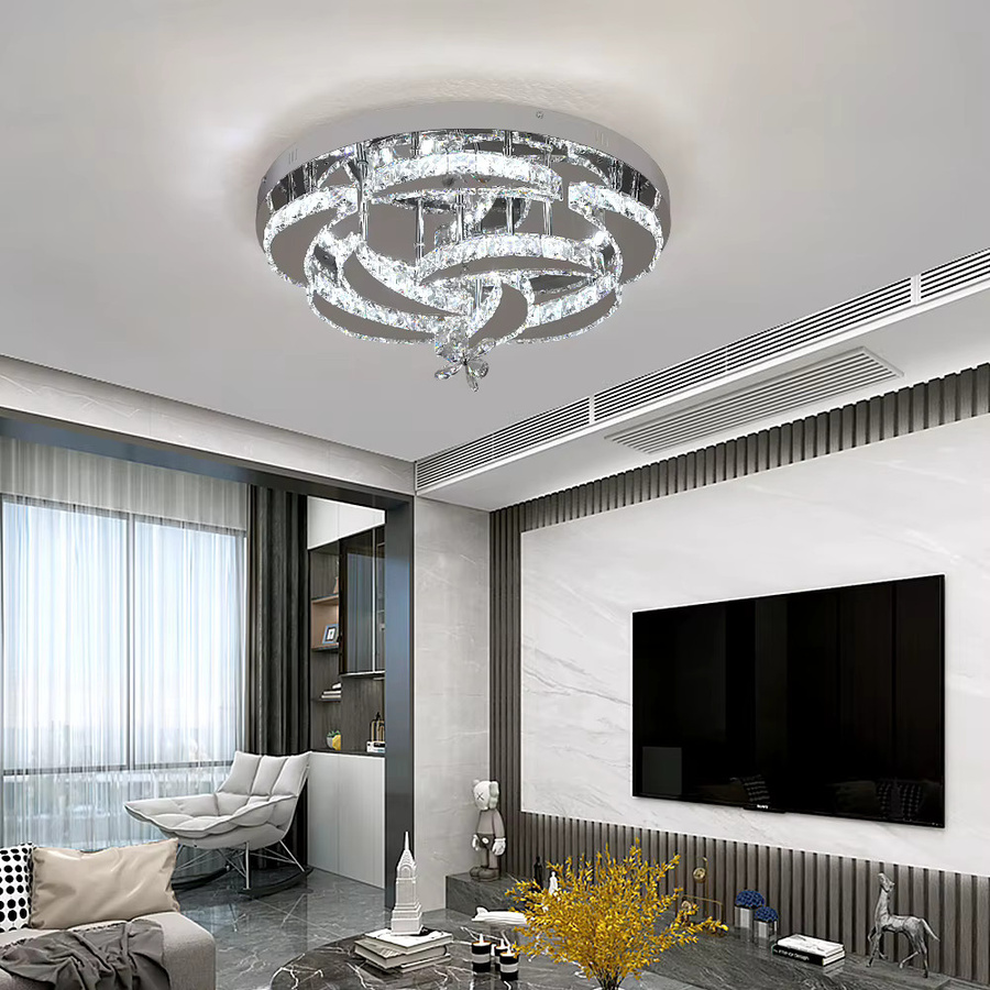 VETRULUS Luxus K9 Kristall Kronleuchter Moderne LED Deckenlampe als dimmbarer Anhänger für Wohnzimmer und Esszimmer in Transparent mit warmweißem Licht - Bild 3