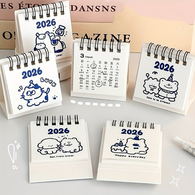 Mini-Tischkalender 2026 mit Chinesischem Neujahrs-Thema, Niedriger Täglicher Countdown-Planer in Weiß - Bild 1