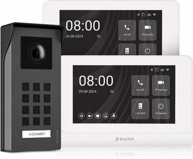Balter Entri M Video Türklingel Komplettset für Einfamilienhäuser mit 2x 7 Zoll Monitor und App-Steuerung in Anthrazit oder Weiß - Bild 1