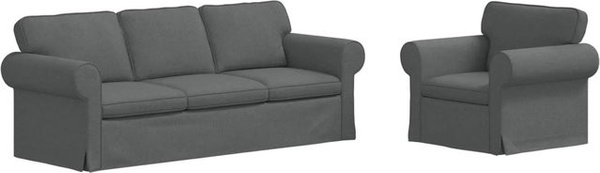 vidaXL Ecksofa 2-teilig Dunkelgrau mit Stoffbezug und Metallrahmen B/T/H: 215 x 82 x 80 cm
