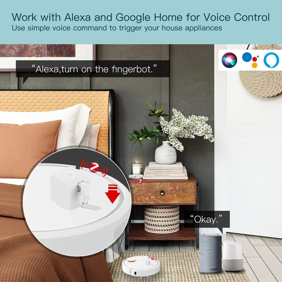 MOES ZigBee Fingerbot Smart Home Assistent zur Automatisierung von Tastendrücken in Weiß, kompatibel mit Alexa und Google Home über Tuya Smart Life - Bild 2