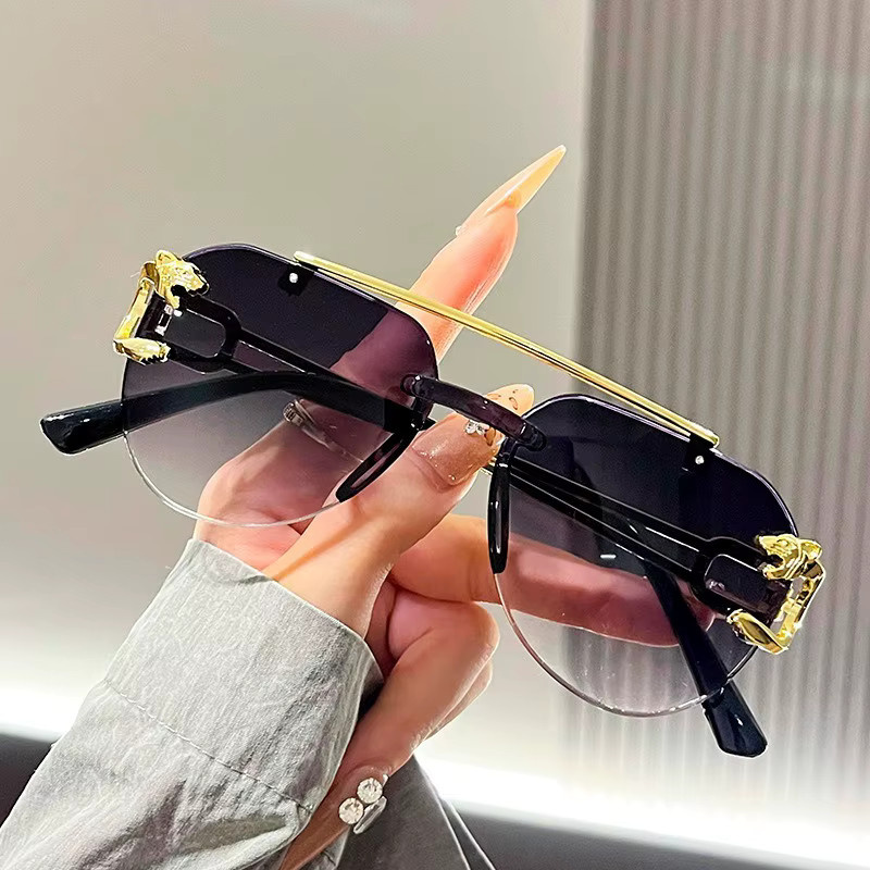 Rahmenlose Sonnenbrille, Froschaugen, Farbverlauf, Metall - Bild 1